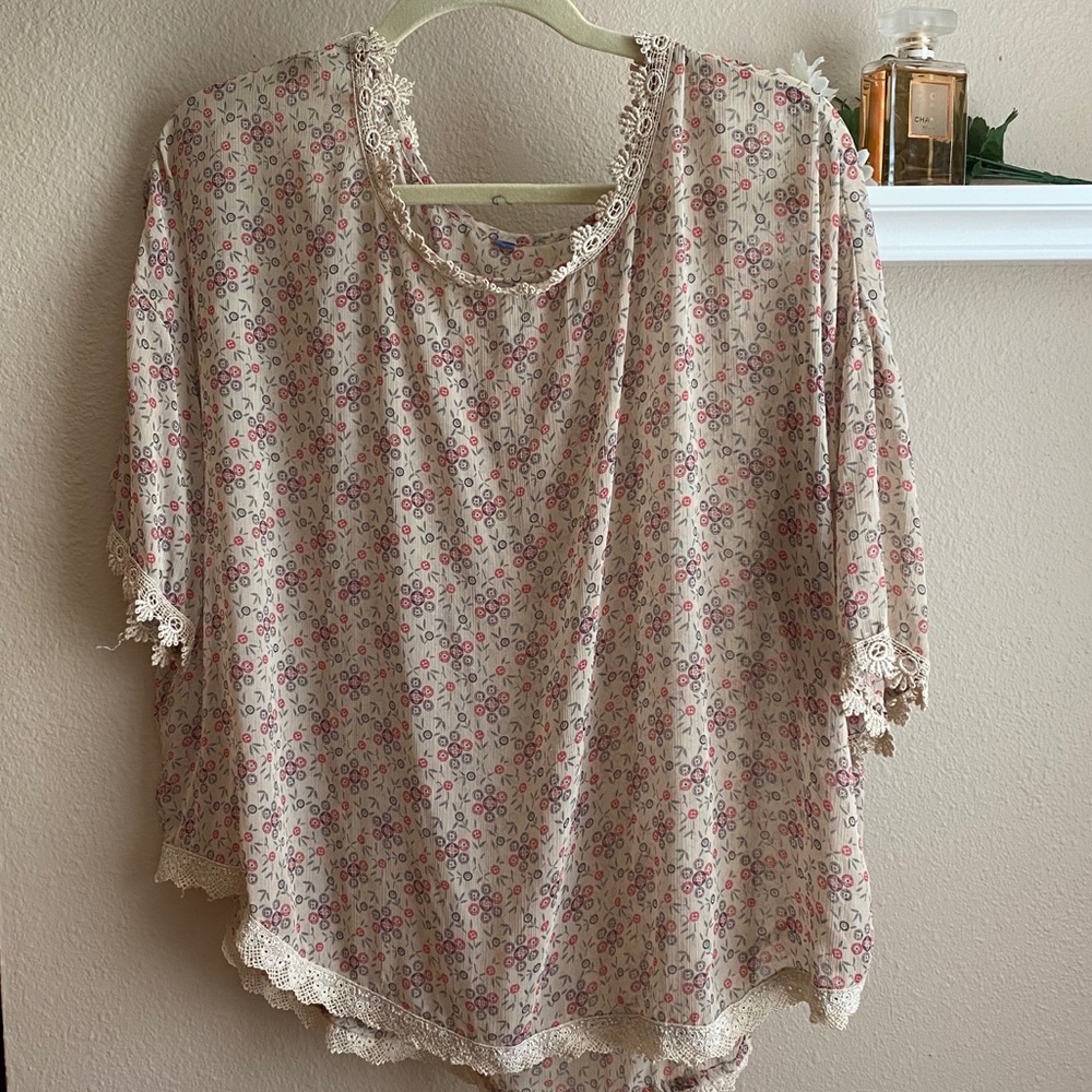 Free People Sheer Dolman Floral Top